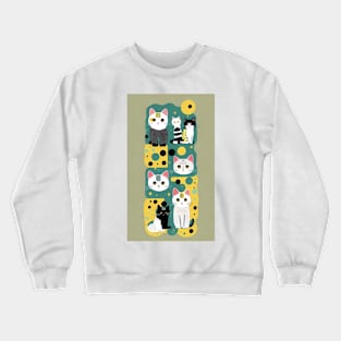 Polka Dot Paws: Whimsical Cat Design Crewneck Sweatshirt